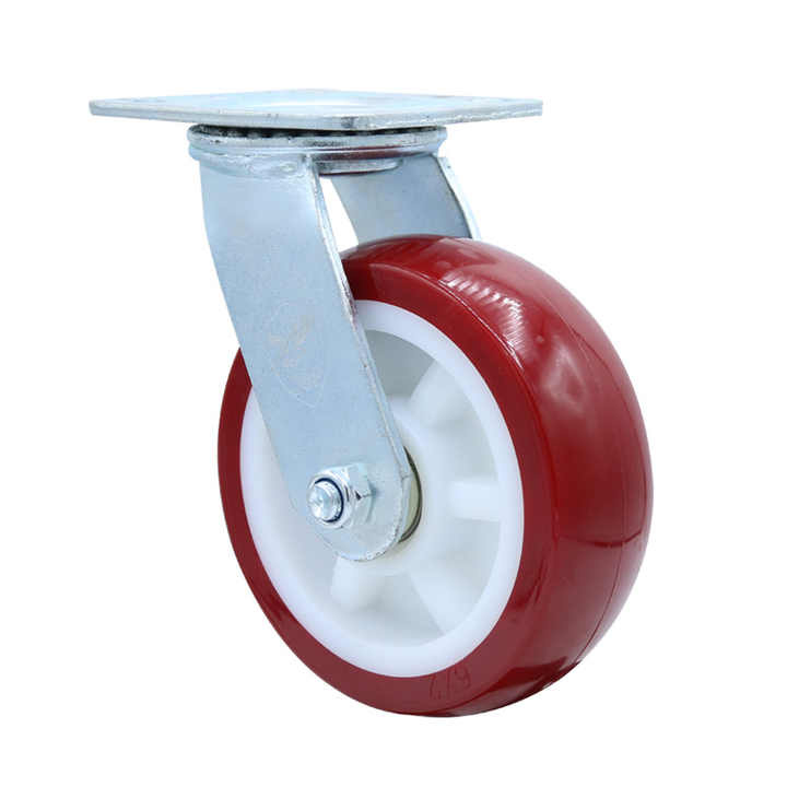 Top placa de alta calidad Red giratoria PU Caster Rueda pesada 6 Pulgada