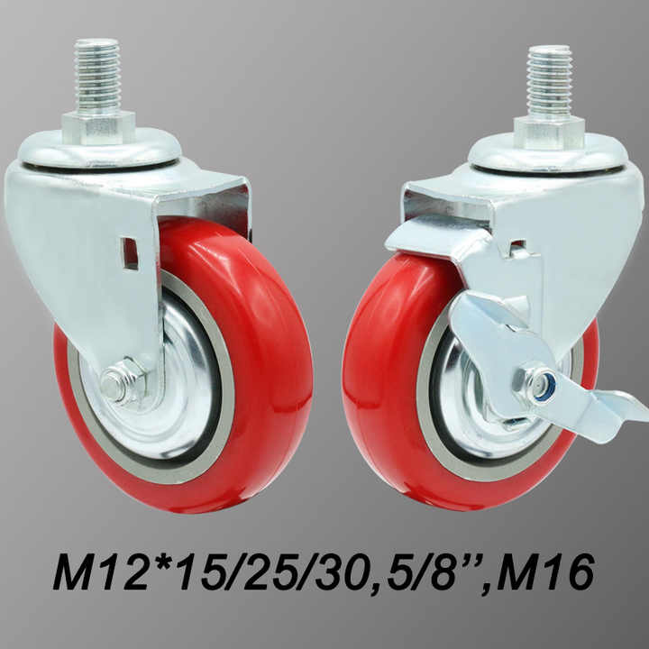 Vendita calda Media Duty Red Swivel 3 Ruota per incantatore in PVC