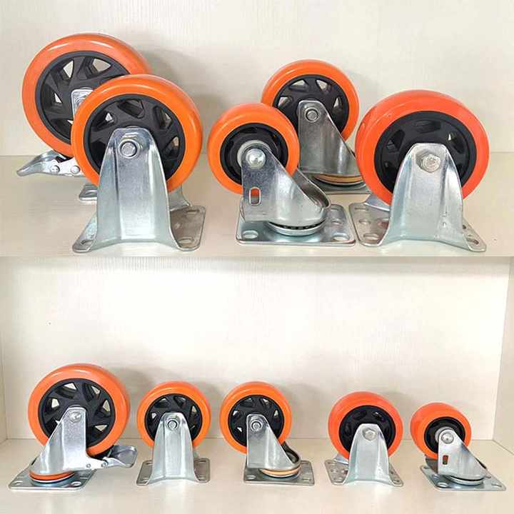 Duty medio 100 mm PU Swivel Tracastro e ruota 4 Cink di bloccaggio di pollici con freno