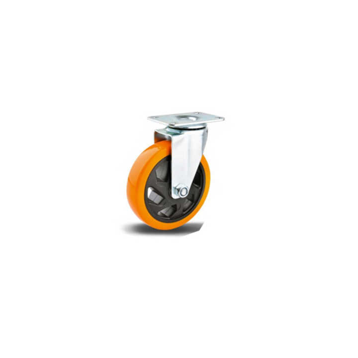 Ruedas de flores de naranja de tamaño mediano, 3-pulgadas PU Ruedas de doble eje, 4-Ruedas universales de pulgada de PVC, 5-ruedas de flores de pulgada